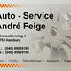 Auto-Service-Werbung mit Telefonnummern, Adresse, Autoreifen und gelb-rotem Randdekoration.