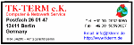Visitenkarte von TK-TERM e.K., Computer- und Netzwerkservice, mit Kontaktdaten und Logo.