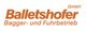 Balletshofer GmbH Logo in orange, Text: "Bagger- und Fuhrbetrieb".