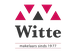 Logo van Witte makelaars, sinds 1977, met zwart en roze driehoeken.