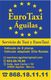 Tarjeta de Euro Taxi Águilas; servicios de taxi, contacto y dirección en Águilas, Murcia.