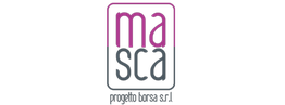 Logo di Ma Sca Progetto Borsa, con scritta "ma sca" in rosa e grigio su sfondo bianco.