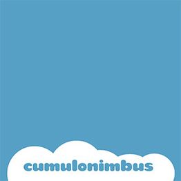 Fondo azul con nube blanca en la parte inferior. Texto "cumulonimbus" dentro de la nube.