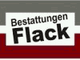 Bild mit dem Text "Bestattungen Flack" auf einem rot-grauen Hintergrund.