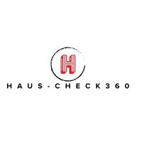 Logo mit rotem H in Kreis, Schriftzug "Haus-Check360" darunter auf weißem Hintergrund.