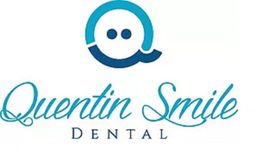 Logo of Quentin Smile Dental with a stylized Q and elegant blue script text.