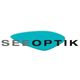 Text "SEE OPTIK" vor türkisfarbenem abstraktem Element.