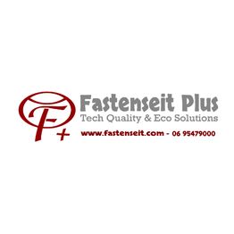 Logo di Fastenseit Plus con slogan "Tech Quality & Eco Solutions" e contatti.