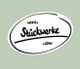 Ovaler Aufkleber mit der Aufschrift „www. Stückwerke .com“ auf grünem Hintergrund.