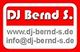 Rotes Logo mit weißem Text: DJ Bernd S., Website und E-Mail-Adresse auf rotem Hintergrund.