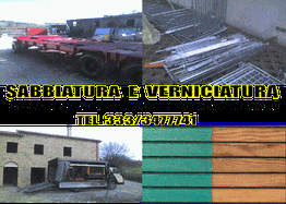 Quattro immagini di sabbiatura e verniciatura, con un numero di telefono in sovrimpressione.