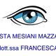 Illustrazione con occhio blu e scritte: Oculista Mesiani Mazzacuva, dott.ssa Francesca.