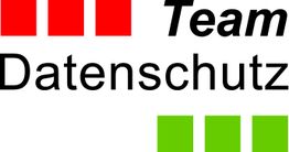 Text "Team Datenschutz" mit roten und grünen Balken.