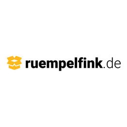 Logo von ruempelfink.de mit einem gelben Karton-Symbol links vom Schriftzug.