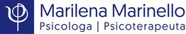 Logo blu con scritta: Marilena Marinello, Psicologa e Psicoterapeuta. Icona stilizzata a sinistra.