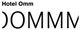 Texto: "Hotel Omm" en negro con diseño moderno.