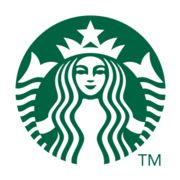 Green and white Starbucks logo featuring a twin-tailed siren.