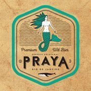 Etiqueta da Cerveja Praya com sereia e ondas estilizadas em fundo bege.