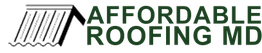 Logo of Affordable Roofing MD with a roof icon on the left.