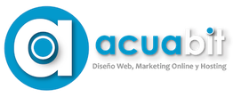 Logotipo de Acuabit con texto "Diseño Web, Marketing Online y Hosting".