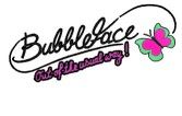 Text "Bubbleface" mit Schmetterling und Schriftzug "Out of the usual way!" in verspieltem Design.