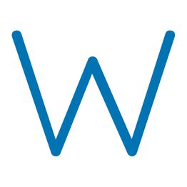 Blauer Buchstabe "W" auf weißem Hintergrund.
