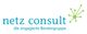 Logo von "netz consult", mit dem Slogan "die engagierte Beratergruppe" und grünem Netzmuster.