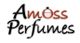 Logotipo de Amoss Perfumes con diseño de botella en la letra "o".