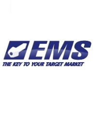 Logo mit Aufschrift "EMS" und Slogan "The key to your target market", weißer Hintergrund.