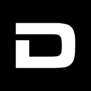 Buchstabe "D" in Weiß auf schwarzem Hintergrund.