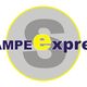 Logo con scritta "STAMPE express" su sfondo grigio con bordo giallo.