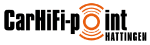 Logo mit Text "CarHiFi-point HATTINGEN" und Lautsprechersymbol in Orange.