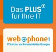 Grafiktext: "Das PLUS für Ihre IT" und "web@phone IT-Systeme und Kommunikationslösungen".