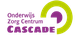 Logo van Onderwijs Zorg Centrum Cascade met paarse en groene elementen.