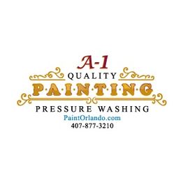 A-1 Quality Painting and Pressure Washing logo with contact info and website: PaintOrlando.com.