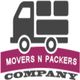 Movers N Packers logo with a truck icon and text on a pink banner.