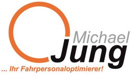 Logo mit Text: "Michael Jung - Ihr Fahrpersonaloptimierer!", Kreis in Orange.