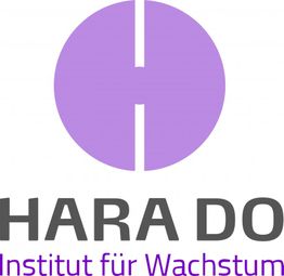 Lila Logo mit dem Buchstaben H, "HARA DO - Institut für Wachstum".