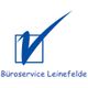 Blaue Häkchen-Grafik mit Text "Büroservice Leinefelde" darunter auf weißem Hintergrund.