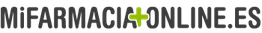 Logotipo de "Mi Farmacia Online" con un signo de más verde entre las palabras.