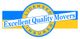 "Excellent Quality Movers logo with 'Licensed' and 'Insured' text on a blue and yellow background."