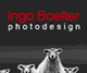 Logo mit Schriftzug "Ingo Boelter photodesign" und darunter Köpfen von Schafen auf schwarzem Hintergrund.