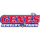 Logo with "GENE'S Jewelry & Pawn" in red and blue with a diamond and pawn icon.