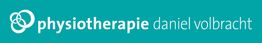 Logo mit Text "physiotherapie daniel volbracht" auf türkisfarbenem Hintergrund.