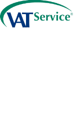 Logo mit blauem „VAT“ und grünem „Service“ Text, darunter ein grüner Bogen.