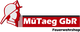 Logo von MüTaeg GbR mit Feuerwehrhelm und Schriftzug "Feuerwehrausrüster".