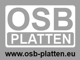 Logo mit der Aufschrift "OSB PLATTEN" und der Website "www.osb-platten.eu".