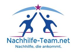 Zwei Figuren mit Stern, Text: "Nachhilfe-Team.net, Nachhilfe, die ankommt."