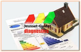 Maison miniature sur rapport de diagnostic énergétique avec logo "Jeusset-Guidet diagnostics".