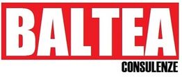 Logo con scritta "BALTEA" in bianco su sfondo rosso e "CONSULENZE" in nero.